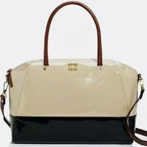 Kate Spade Black & White Satchel Leather 14K Gold Accenting Purse Handbag